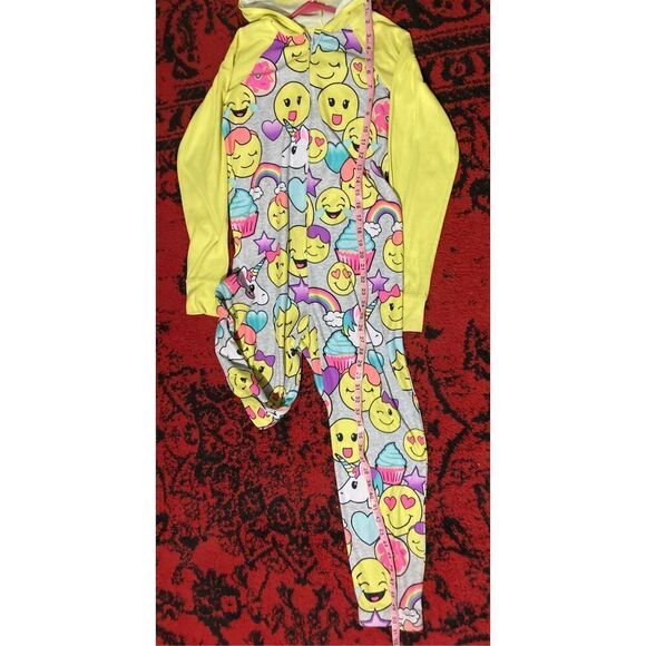 Girls kids Pajamas Pj’s Smiley Face one piece SZ 14 Unicorn EMOJI - Picture 15 of 15